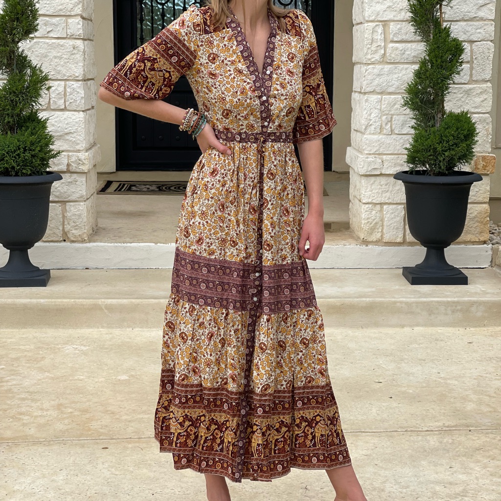 Nwt Bohemian Effortless Floral Maxi Dress